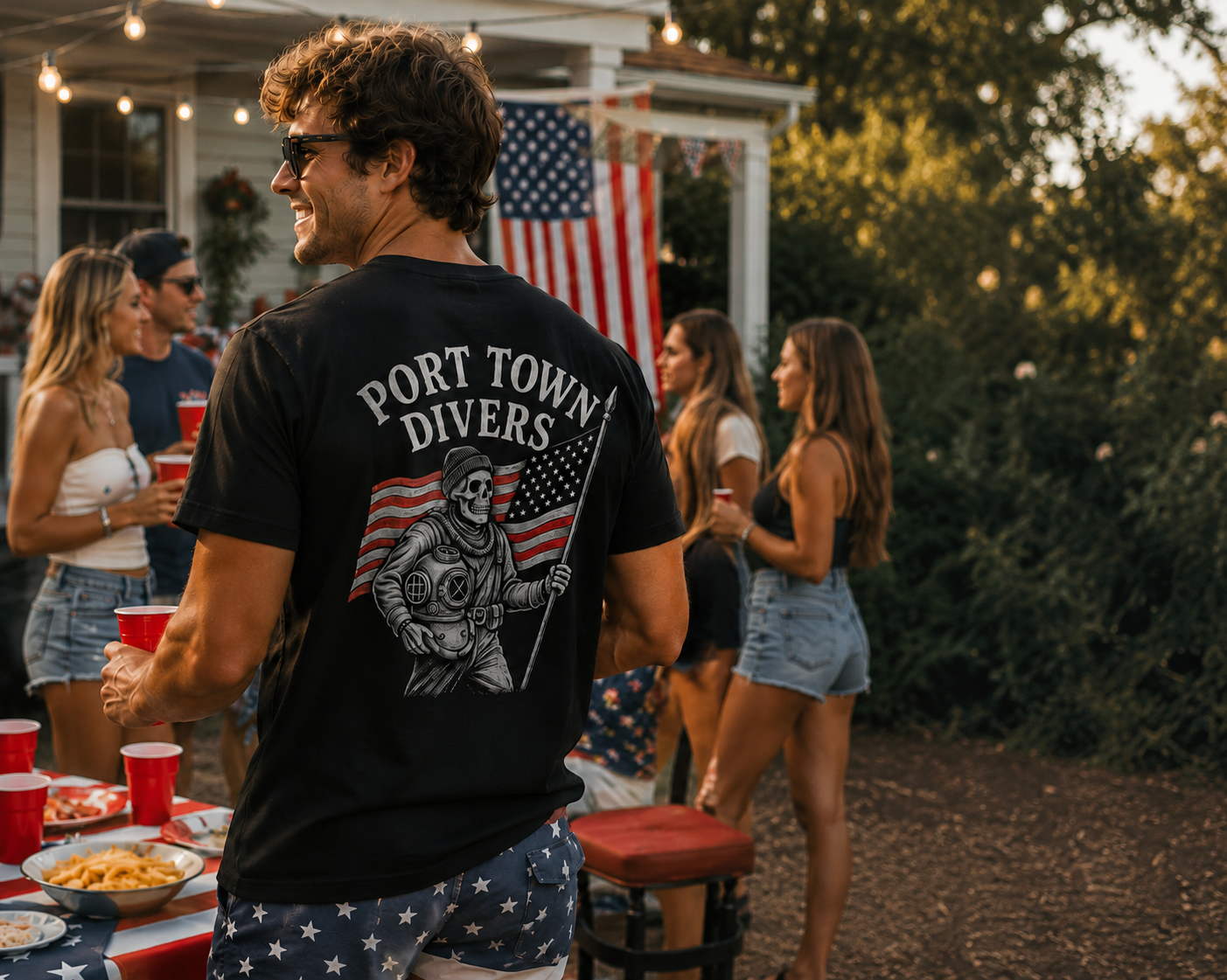 Port Town Divers 4th of July Deadhead Tee